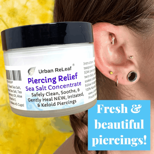 PIERCING RELIEF Sea Salt Concentrate AFTERCARE ! Safely Clean, Soothe & Gently Calm New Irritated & Keloid Bump Piercings. Effective Non-Iodized Dead Sea Salt, Tea Tree Rosemary - Image 3