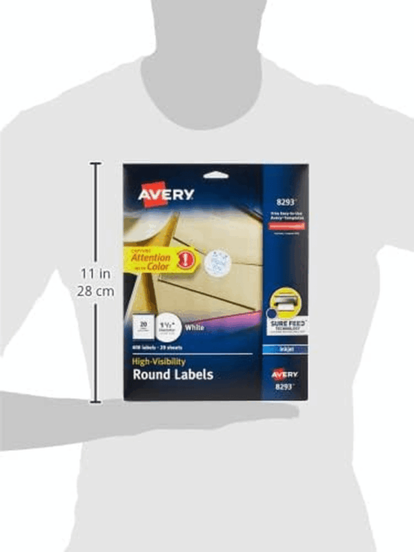 Matte White round Labels, Sure Feed Technology, Permanent Adhesive, 1-1/2", 400 Labels (8293) - Image 3