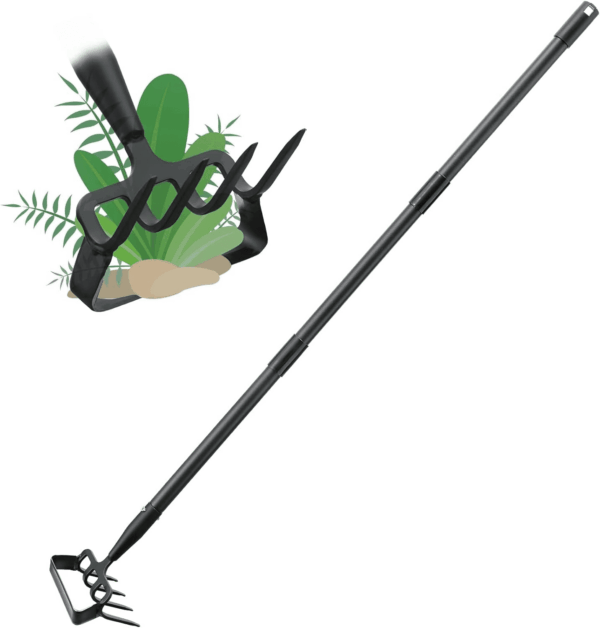 Stirrup Hoe and Cultivator Garden Tool Heavy Duty, Scuffle Loop Hula Action Hoe Weeding Gardening Hand Tools for Women Kids Men, Metal Weeder Scraper Garden Hoe Rake Weed Puller Long Handle 32-62 Inch