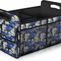 Car Trunk Organizer with 72L Large Capacity Waterproof Collapsible and 11 Pockets, Trunk Organizer for Car Suv/Jeep/Sedan, Large Size, Blue Camouflage
