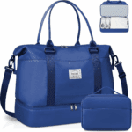 Travel Duffel Bag - Weekender & Overnight Gym Carry on Tote with Wet Pocket - Hospital Mom Bag for Labor & Delivery - Extra Large, Navy Blue