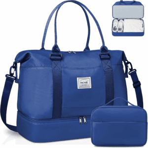 Travel Duffel Bag - Weekender & Overnight Gym Carry on Tote with Wet Pocket - Hospital Mom Bag for Labor & Delivery - Extra Large, Navy Blue