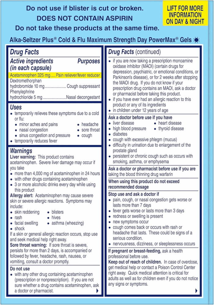 Power Max Cold & Flu Day+Night Medicine: Cough Suppressant, Cold and Flu Medicine for Adults and Children 12 Years and Older, 36 Count, Packaging May Vary - Image 6