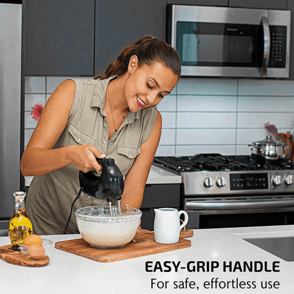 5-Speed Electric Hand Mixer with Stainless Steel Mixing Whisk, Snap-On Storage Case, Portable & Lightweight 150W Motor, Compact Handheld Mixer for Baking, Blending or Cooking, Black HM151B - Image 4