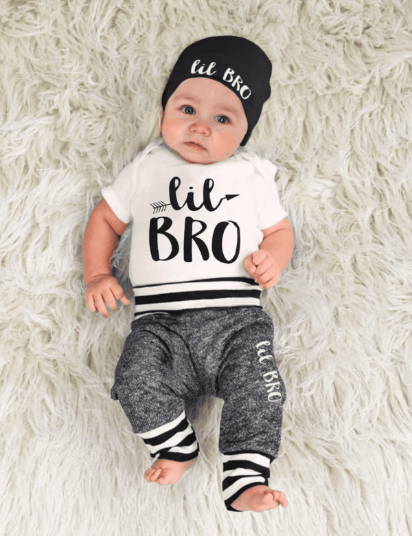 Newborn Baby Boy Clothes New to the Crew Letter Print Romper+ Pants+Hat 3PCS Outfit - Image 3