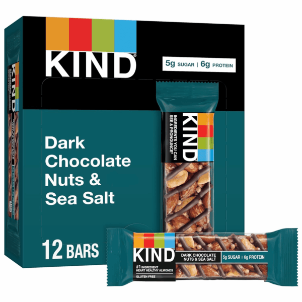 Snack Bars, Dark Chocolate Nuts & Sea Salt, 5G Sugar | 6G Protein, Gluten Free Bars, 1.4 OZ, 12 Count