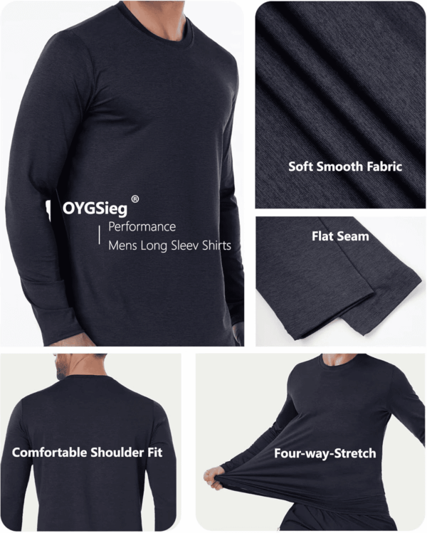 6 Pack Men'S Quick Dry Long Sleeve Shirts UPF 50+ UV Sun Protection SPF Shirt Moisture Wicking T-Shirt for Casual Workout - Image 3