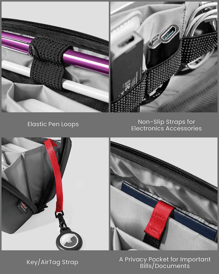 Electronic Organizer Accessory Pouch for Macbook Charger, Cables, Power Bank, Hard Drive, Cords, Water-Resistant Storage Bag with Removable Card Slots for USB Adapter, Memory Card, Black - Image 3
