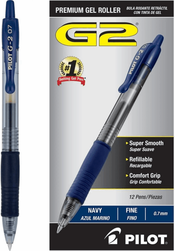 , G2 Premium Gel Roller Pens, Fine Point 0.7 Mm, Navy Blue, Pack of 12 - Image 2