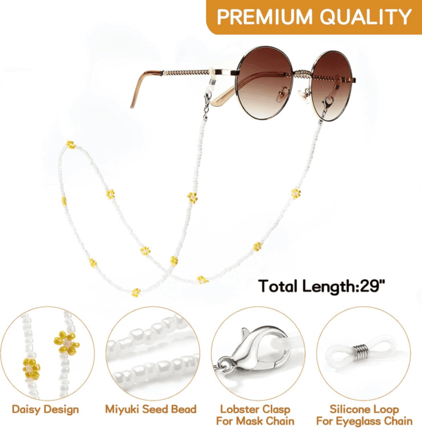 Mask Lanyard Eyeglasses Chain Healing Crystal Beaded Sunglasses Chains with Pearl for Women - Image 5