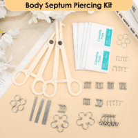 104PCS Body Septum Piercing Kit with 14G/16G/20G Piercing Needles Piercing Jewelry and Tool Set for Ear Nose Belly Button Nipple Lip Cartilage Eyebrow Tongue Navel Piercing Kit for All Piercings - Image 3