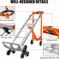3In1 Aluminum Hand Truck 880 Lb Capacity, Stair Climbing Cart Utility Cart Converts from Hand Truck Dolly to Platform Cart 3 Positions for Transport & Moving with 10" Rubber Wheels - Image 5