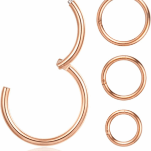 4Pcs 16G 18G 20G Surgical-Steel-Piercing-Ring-Nose-Rings-Hinged-Hoop-Earrings,6Mm 8Mm 10Mm 12Mm Seamless Stainless Steel Clicker Eyebrow Septum Piercing Hoop,Sliver Black Gold Rose Gold Rainbow Body Jewelry Set