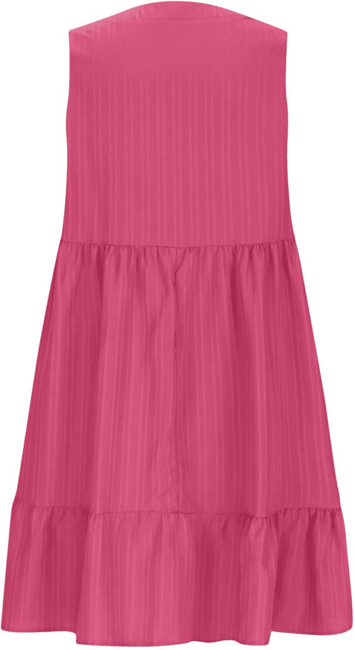 Womens Summer Dress Sleeveless V Neck Mini Dresses Fashion Casual Flowy Boho Ruffle a Line Swing Sundress 2025 - Image 4