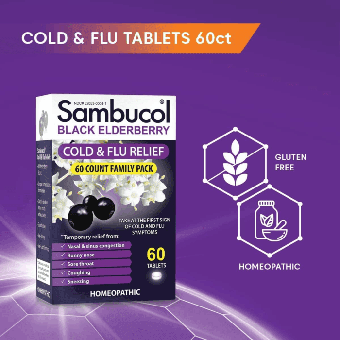 Cold and Flu Relief Tablets - Homeopathic Cold Medicine, Cold Remedy for Adults, Black Elderberry for Colds, Zinc Cold Remedy - 60 Count - Image 4