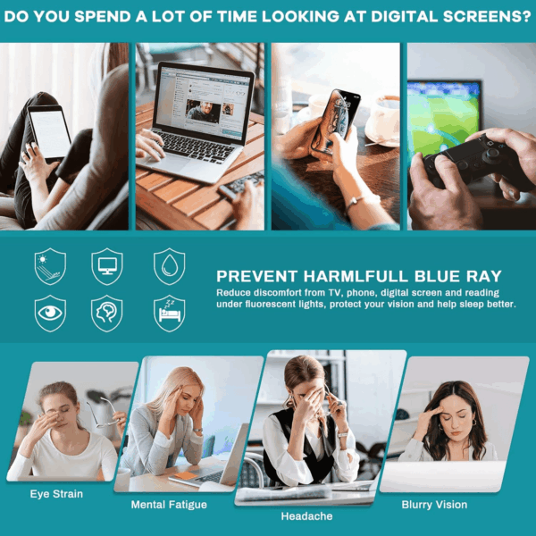 Stylish Blue Light Glasses for Woman - Computer Glasses 99% Blue Light Blocking - Lightweight TR90 Frames - 3 Pack - Image 2