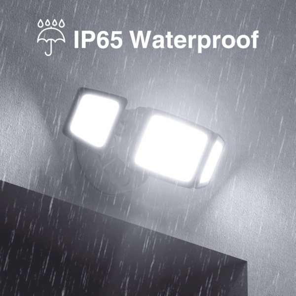 60W LED Dusk to Dawn Outdoor Lighting, 6000LM Exterior Flood Light, IP65 Waterproof Outdoor 3 Adjustable Heads Photocell Security Lights Fixture, 6500K Floodlights for Garage, Patio, Yard - Image 4