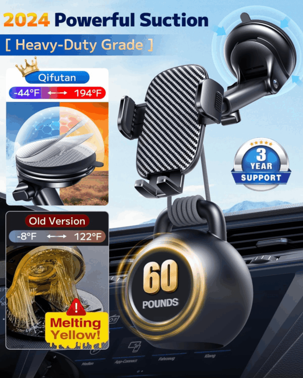 Car Phone Holder Mount Phone Mount for Car Windshield Dashboard Air Vent Universal Hands Free Automobile Cell Phone Holder Fit for Iphone Smartphone Carbon Fiber - Image 4