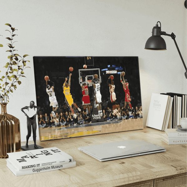 Basketball Legends Canvas Wall Art Print Poster, Iconic Sports Stars Shooting Inspirational Picture, Motivational Photography Wall Decor for Gym Dorm Home Office Living Room Bedroom, Framed 11X14Inch - Image 2