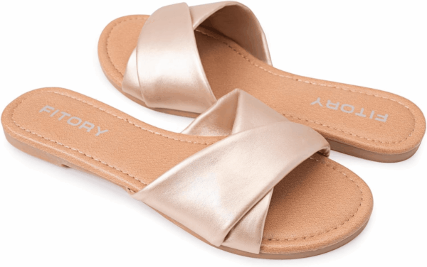 Women'S Flat Sandals Fashion Slides with Soft Leather Slippers for Summer Size 6-11 - Image 5