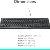 K120 Wired Keyboard for Windows, Plug and Play, Full-Size, Spill-Resistant, Curved Space Bar, Compatible with PC, Laptop - Black - Image 8