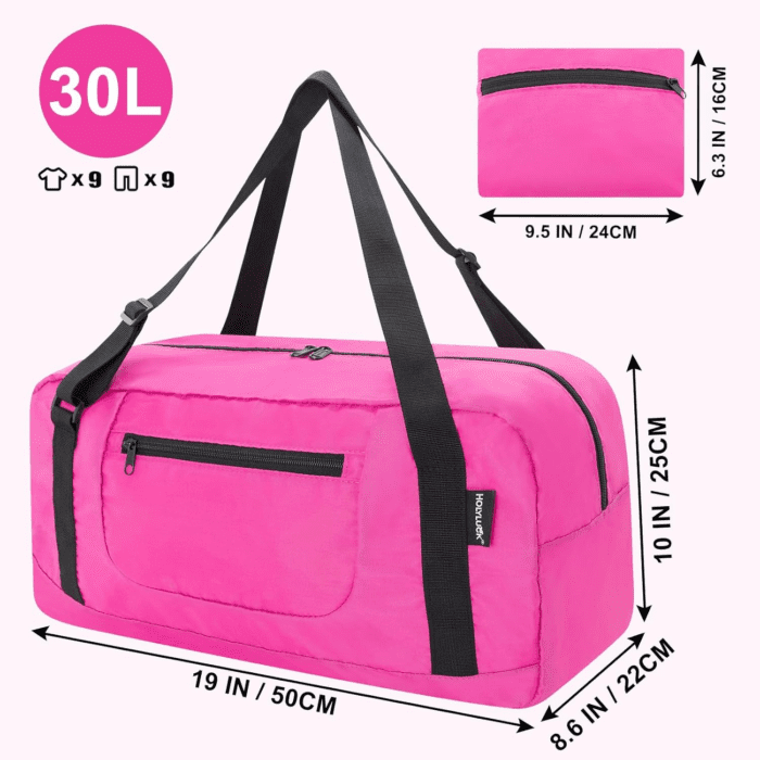 Foldable Travel Duffel Bag for Women & Men Luggage Great for Gym - Fuchsia - Image 2