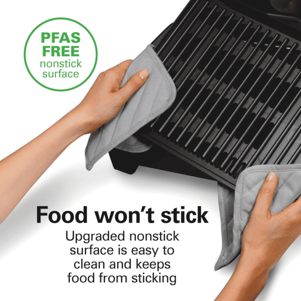 Electric Indoor Searing Grill with Viewing Window & Adjustable Temperature Control to 450F, 118 Sq. In. Surface Serves 6, Pfas-Free Removable Nonstick Grate, Stainless Steel - Image 4