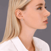 14K White Gold Classic round Hoop Earrings - Image 2