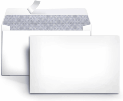 6 3/4 Security Tinted Envelopes with Peel and Seal, 100-Pack, White