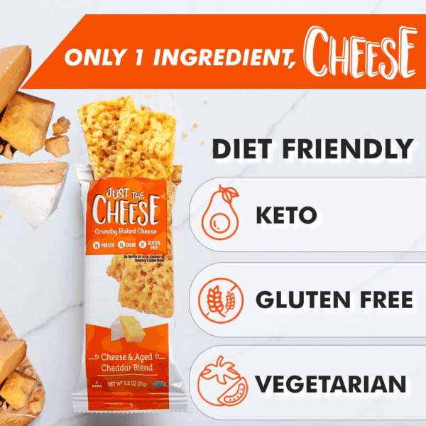 Cheese Crisps | High Protein Baked Keto Snack | Made with 100% Real Cheese | Gluten Free | Low Carb Lifestyle | CHEESE & AGED CHEDDAR BLEND, 0.8 Ounces (Pack of 10) - Image 3