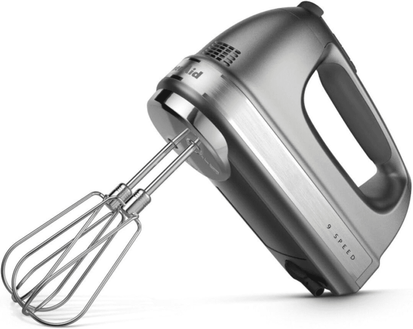 9-Speed Digital Hand Mixer with Turbo Beater II Accessories and Pro Whisk - Contour Silver - Image 4