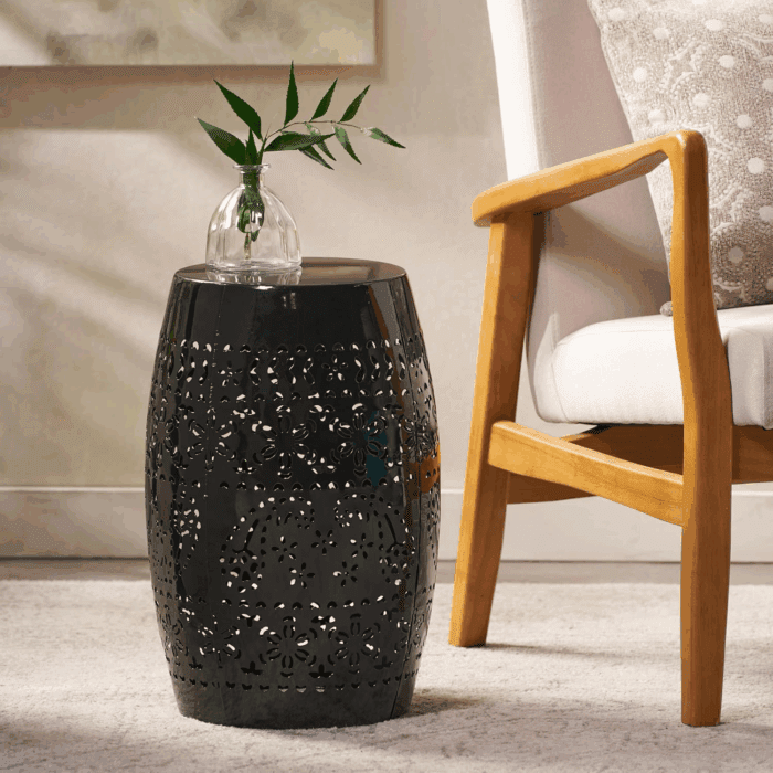 Ruby Outdoor 12" Iron Side Table, Black - Image 4
