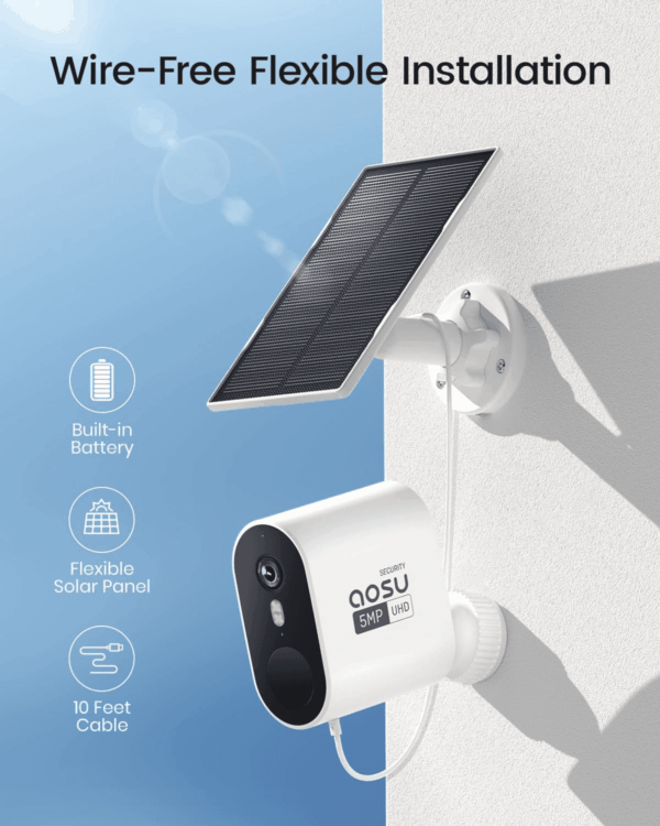 3K/5MP Solar Security Cameras Outdoor Wireless, Ultra HD Video Home Security System 4-Cam Kit with 166° Ultra Wide Angle, Cam-To-Cam Sync, Color Night Vision, Spotlight & Siren, No Monthly Fees - Image 4