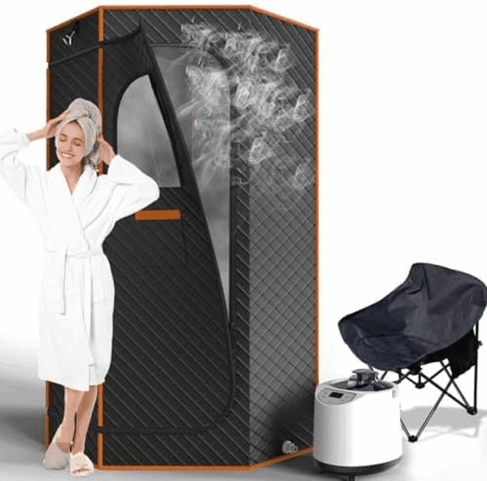 Portable Sauna for Home, Sauna Box with 3L Steamer, Remote Control, Folding Chair and Mat, Full Size Personal Steam Sauna Tent for Home Spa Relaxation, 15 Levels