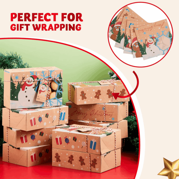 24 PCS Christmas Cookie Gift Baking Box 8.75" X 5.75" X 2.75” with Window Auto-Popup for Pastries, Cupcakes, Cookies, Brownies, Donuts Gift-Giving - Image 4