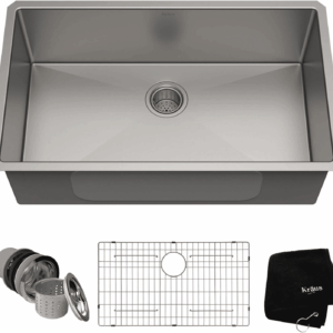 KHU100-32 Standart PRO 16 Gauge Undermount Single Bowl Stainless Steel Kitchen Sink, 32 Inch