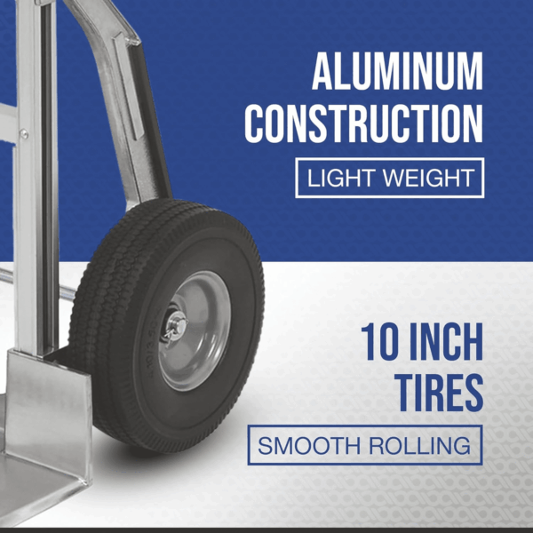 Continuous Handle Aluminum Hand Truck/Stair Skid Moving Dolly - 660-Lb. Capacity, 18In. Wide Toe Plate, 10In. Polyurethane Wheels, 54In. High - Image 4