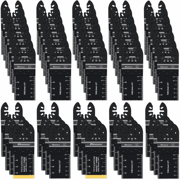 55PCS Oscillating Saw Blades, Professional Universal Titanium Multitool Blades for Wood Plastics Metal, Quick Release Multi Tool Kits Fit Dewalt Ryobi Milwaukee Rockwell Fein Makita