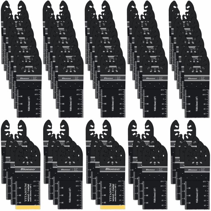 55PCS Oscillating Saw Blades, Professional Universal Titanium Multitool Blades for Wood Plastics Metal, Quick Release Multi Tool Kits Fit Dewalt Ryobi Milwaukee Rockwell Fein Makita