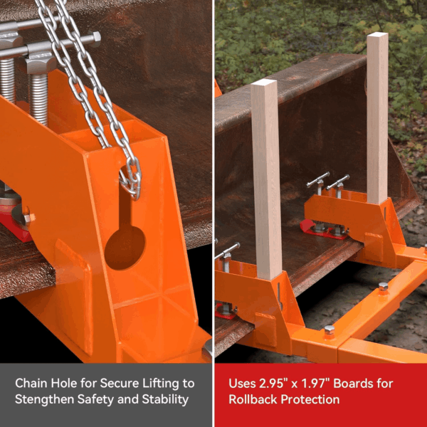 2025 New Upgraded Clamp on Pallet Forks with Twin round Pad Screw, Orange 60" Total Length 4000LBS Tractor Bucket Forks, Non-Slip Design Quick Attach Pallet Forks Attachment for Tractor Bucket - Image 5