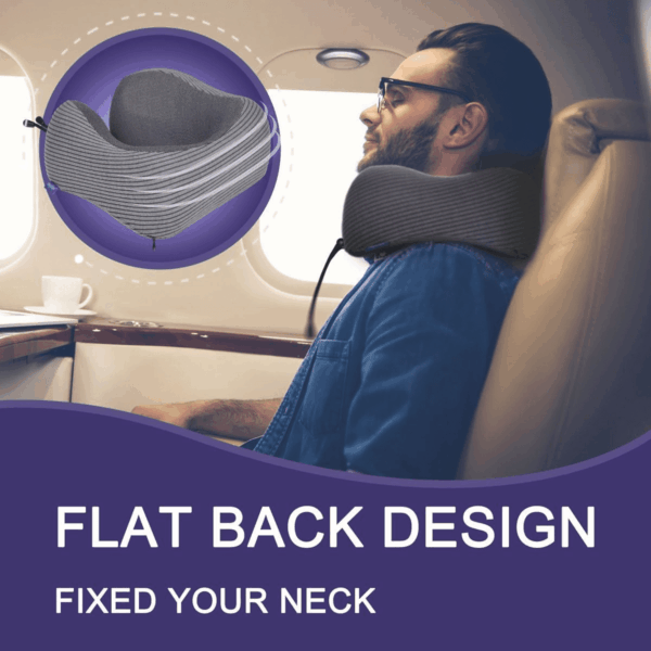 Travel Pillow, 100% Pure Memory Foam Neck Pillows for Travel Airplane Headrest Flight Plane Accessories, Deep Grey, Medium (120-200LB) - Image 5