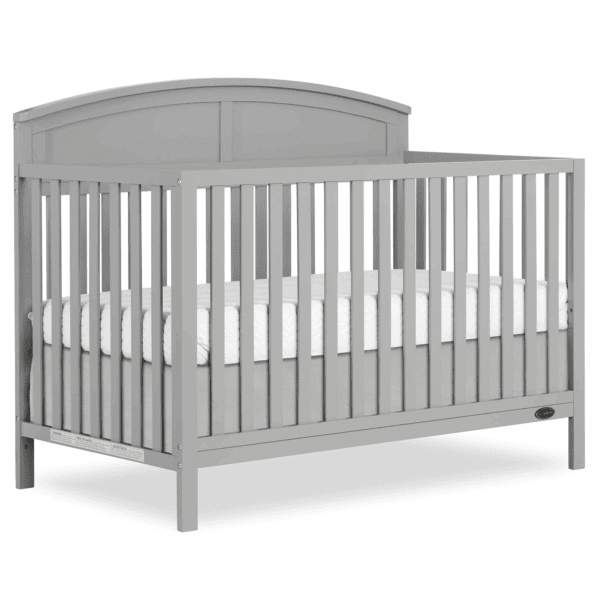 Storybrooke 5 in 1 Convertible Crib in Pebble Grey, JPMA & Greenguard Gold Certified, Built of Sustainable Pinewood, 3 Mattress Height Settings, Non-Toxic Water-Based Paint Finish