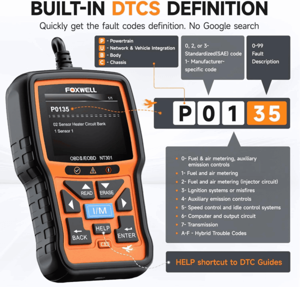 NT301 OBD2 Scanner Live Data Professional Mechanic OBDII Diagnostic Code Reader Tool for Check Engine Light - Image 6