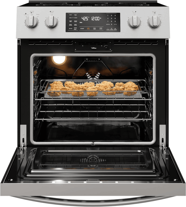 Front Control Electric Range Oven with 5 Cooktop Elements with 7 Cooking Power Options, True Convection, Steam and Self Clean, Freestanding Oven, 4.8 Cu. Ft. Capacity Stainless Steel - Image 6