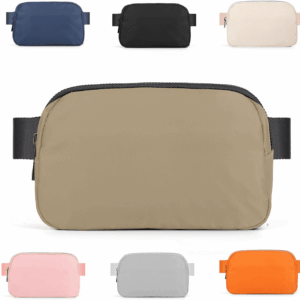 Mini Fanny Pack Khaki Belt Bag for Women and Men, Fashionable Waterproof Waist Pack with Adjustable Strap for Traveling, Hiking, Jogging, Cycling