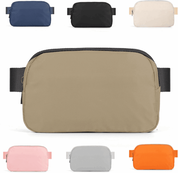 Mini Fanny Pack Khaki Belt Bag for Women and Men, Fashionable Waterproof Waist Pack with Adjustable Strap for Traveling, Hiking, Jogging, Cycling
