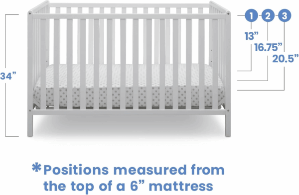 Heartland 4-In-1 Convertible Crib - Greenguard Gold Certified, Bianca White - Image 4