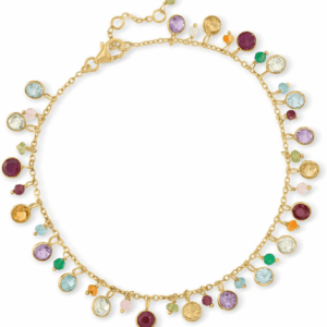 13.50 Ct. T.W. Multi-Gemstone Drop Anklet in 18Kt Gold over Sterling. 9 Inches