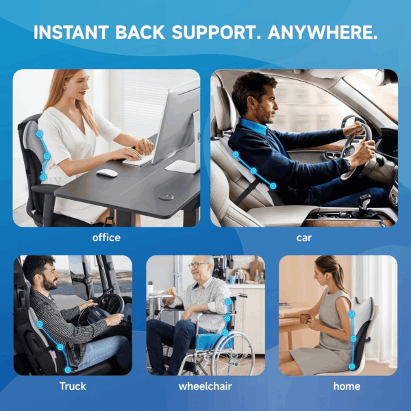 Lumbar Support Pillow for Office Chair Car, Gaming Chair Lower Back Pain Relief Memory Foam Cushion with 3D Soft Cover Enhance Your Driving Comfort Ergonomic Orthopedic Car Back Rest - Image 4