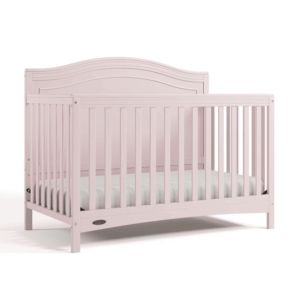 Paris 4-In-1 Convertible Crib - GREENGUARD Gold Certified, Converts to Toddler Bed, Daybed and Full Bed, Fits Standard Crib Mattress, Adjustable Mattress Base, Blush
